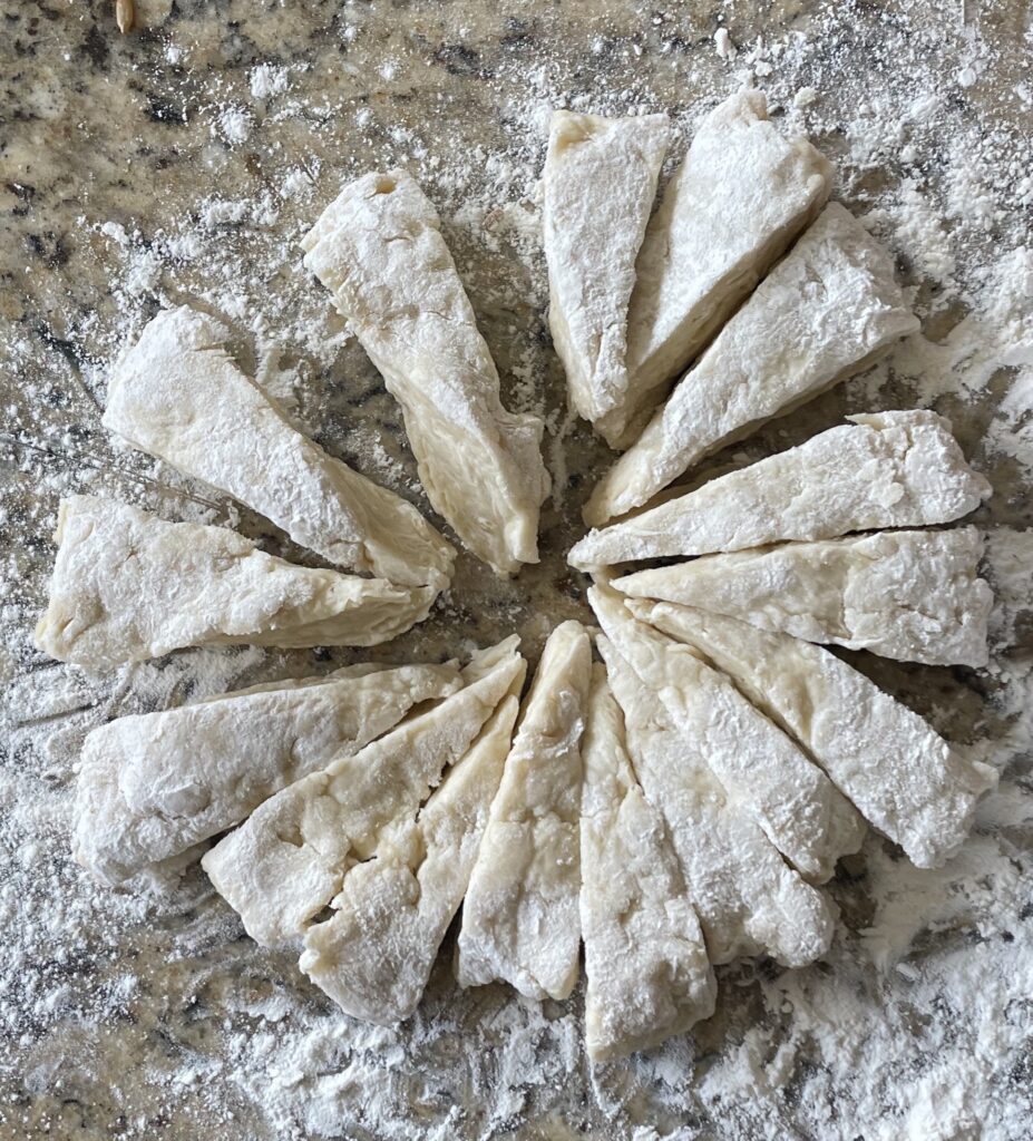 This photo shows the dough split into 16ths
