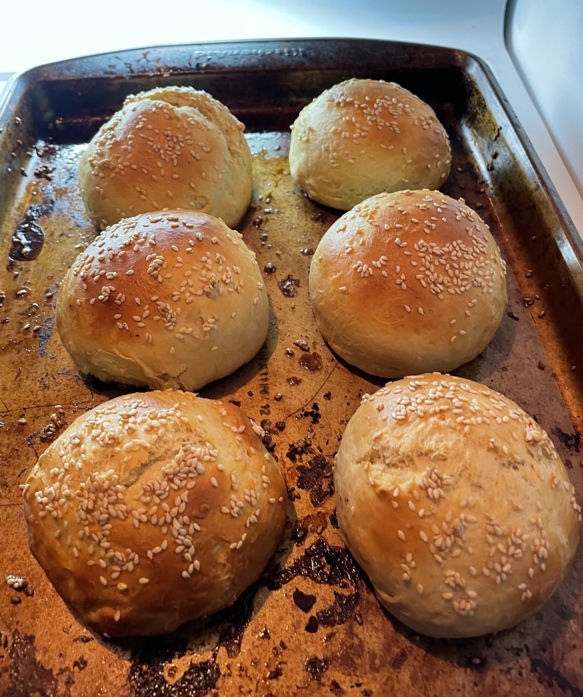 Burger buns fresh out of the oven
