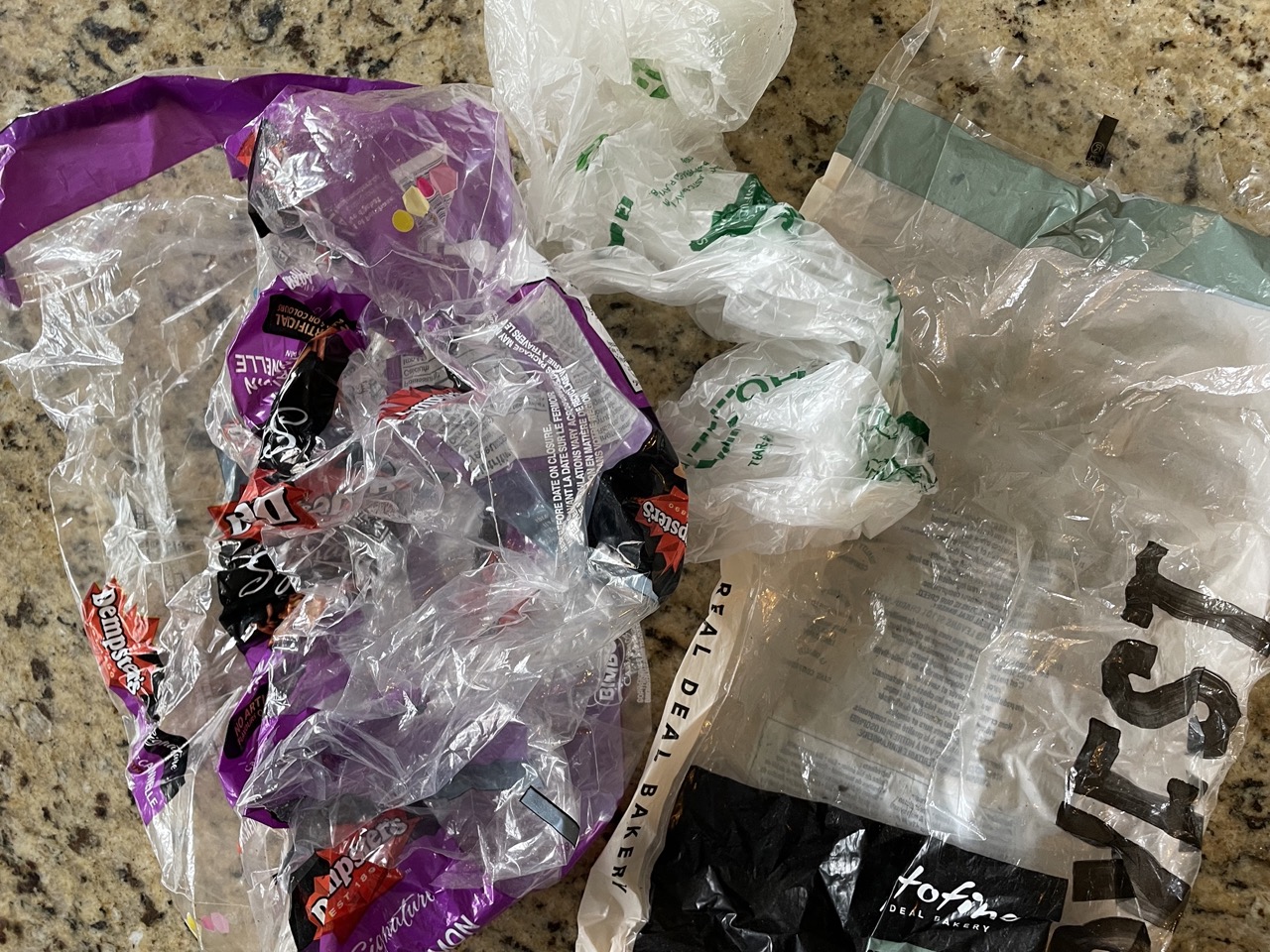 shows a pile of used bags