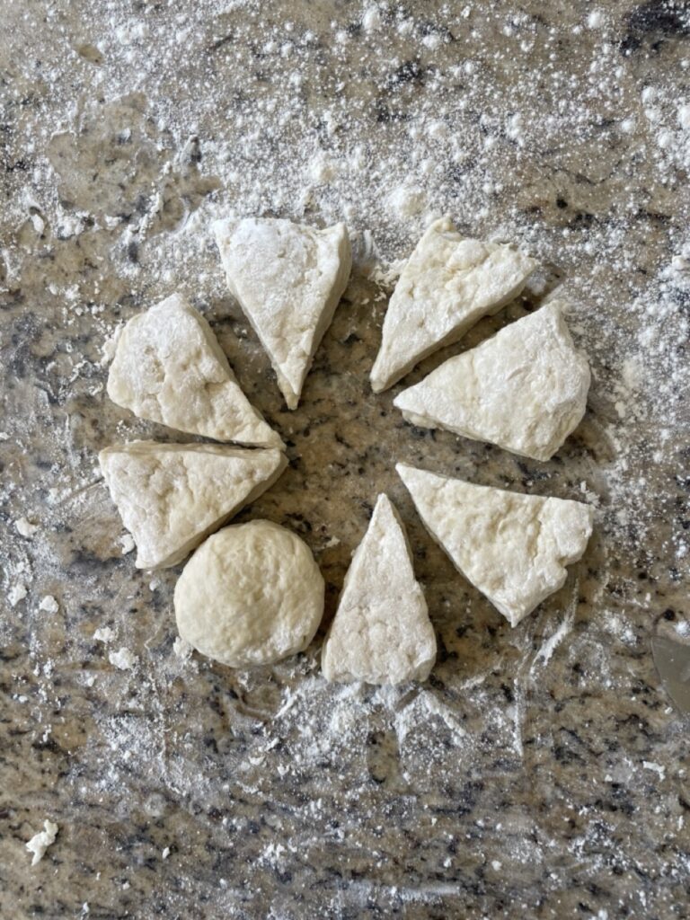 Shows the tortillas divided into 8ths