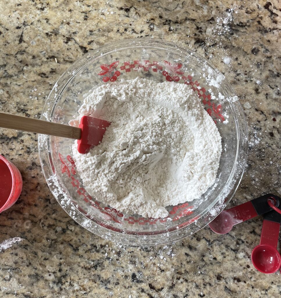 This photo shows the dry ingredients mixed together
