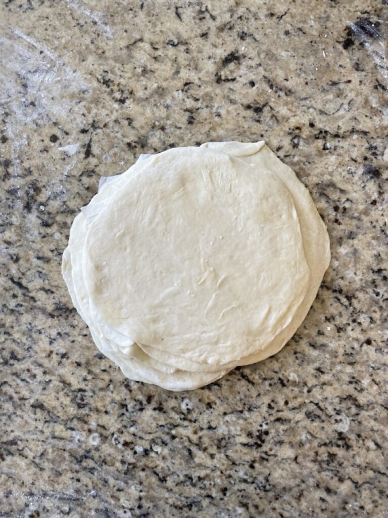 shows the tortillas uncooked